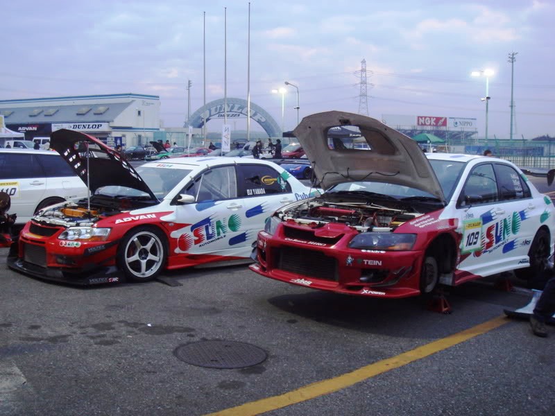 Old school pic of the Cyber Garage HRS Unlimited Works Evo along with a 